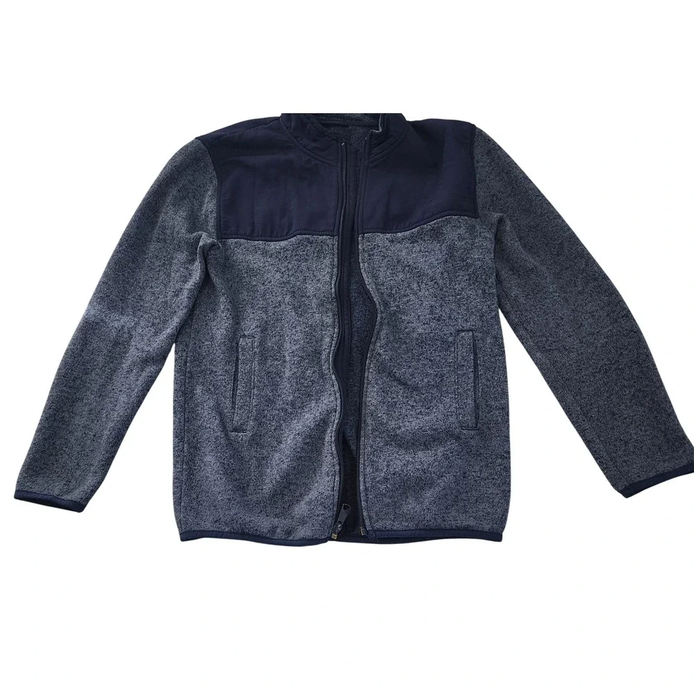 Children's Place Boys‎ Blue Fleece Full Zip Jacket XXL (16) Two Tone Sweatshirt